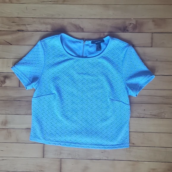 Forever 21 Tops Light Baby Blue Crop Top Tee Poshmark